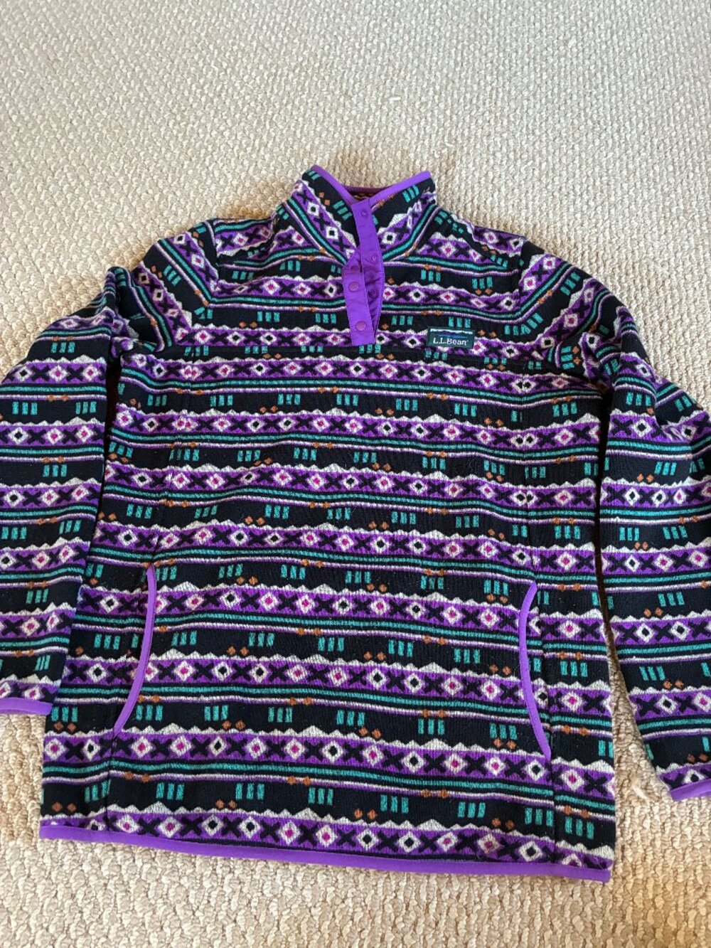 L.L. Bean Multicolor Aztec Fleece Small Regular